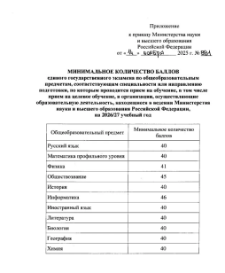 Минимальное количество баллов ГИА -11 2026